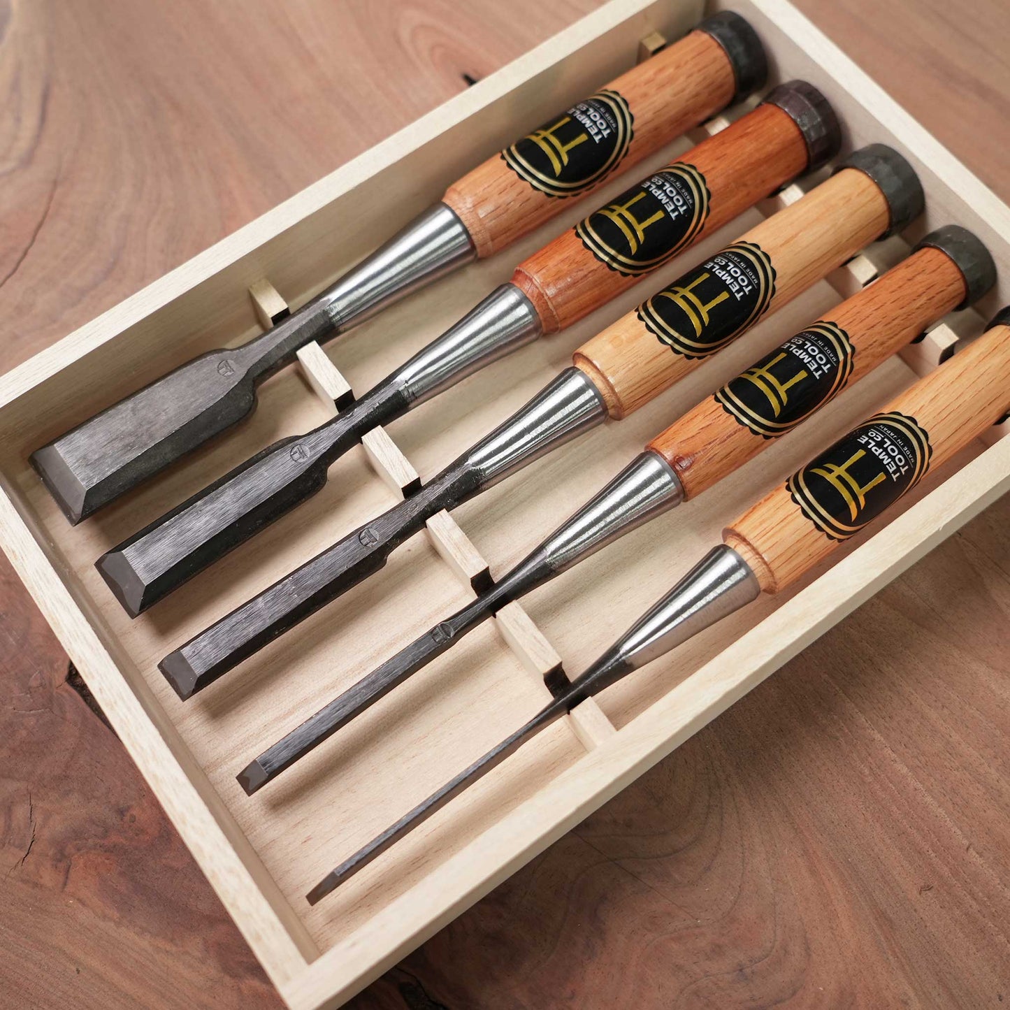 Japanese Bench Chisels Box Set (1", ¾", ½", ¼", ⅛")